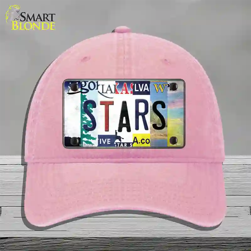 Stars Strip Art Novelty License Plate Hat Tag Unconstructed Cotton / Pink