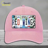 Red Wings Strip Art Novelty License Plate Hat Tag Unconstructed Cotton / Pink