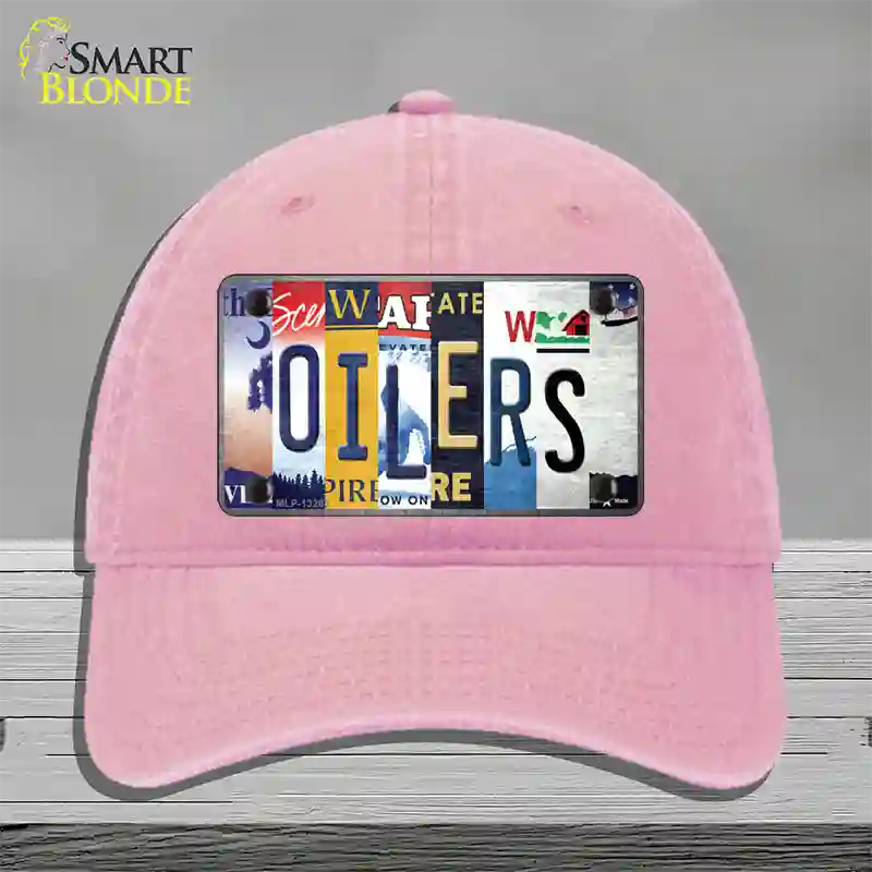 Oilers Strip Art Novelty License Plate Hat Tag Unconstructed Cotton / Pink