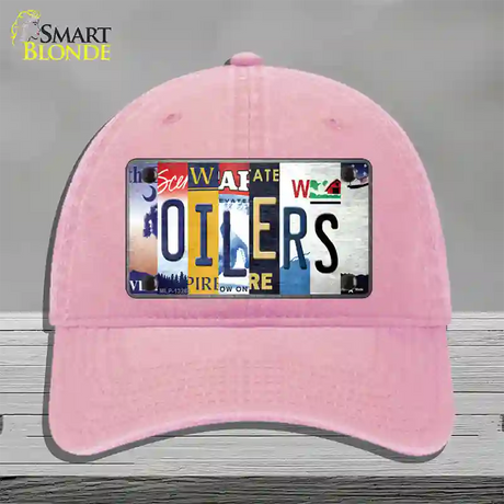 Oilers Strip Art Novelty License Plate Hat Tag Unconstructed Cotton / Pink