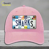 Sharks Strip Art Novelty License Plate Hat Tag Unconstructed Cotton / Pink