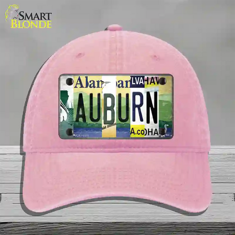 Auburn Strip Art Novelty License Plate Hat Tag Unconstructed Cotton / Pink