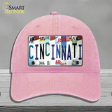 Cincinnati Strip Art Novelty License Plate Hat Tag Unconstructed Cotton / Pink