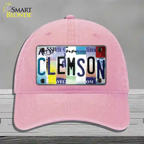 Clemson Strip Art Novelty License Plate Hat Tag Unconstructed Cotton / Pink