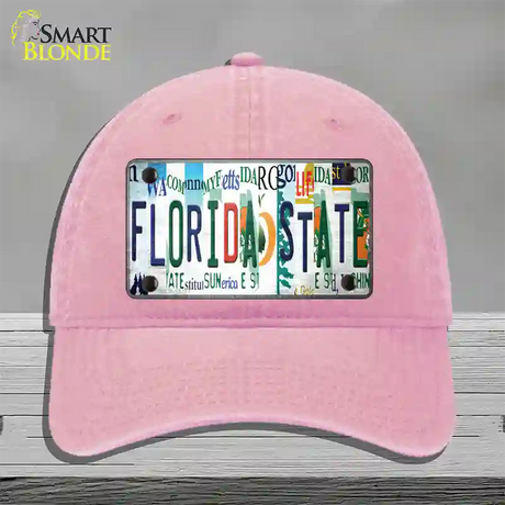 Florida State Strip Art Novelty License Plate Hat Tag Unconstructed Cotton / Pink