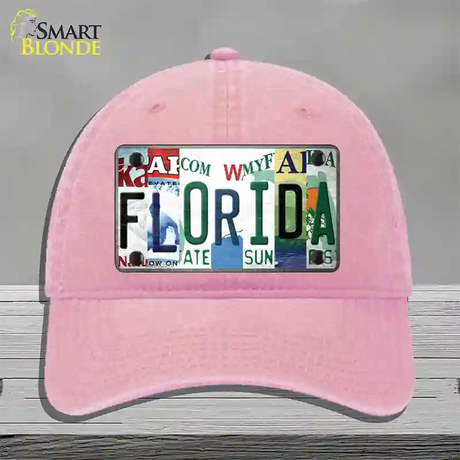 Florida Strip Art Novelty License Plate Hat Tag Unconstructed Cotton / Pink