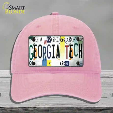 Georgia Tech Strip Art Novelty License Plate Hat Tag Unconstructed Cotton / Pink