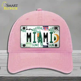 Miami Strip Art Novelty License Plate Hat Tag Unconstructed Cotton / Pink