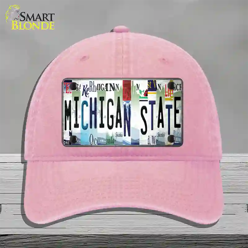 Michigan State Strip Art Novelty License Plate Hat Tag Unconstructed Cotton / Pink