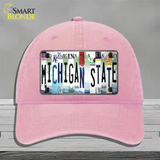 Michigan State Strip Art Novelty License Plate Hat Tag Unconstructed Cotton / Pink