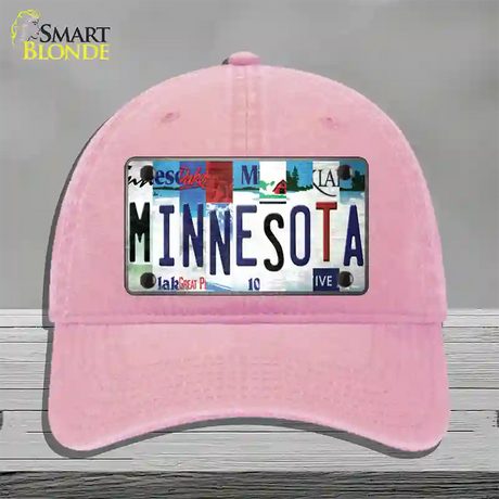 Minnesota Strip Art Novelty License Plate Hat Tag Unconstructed Cotton / Pink