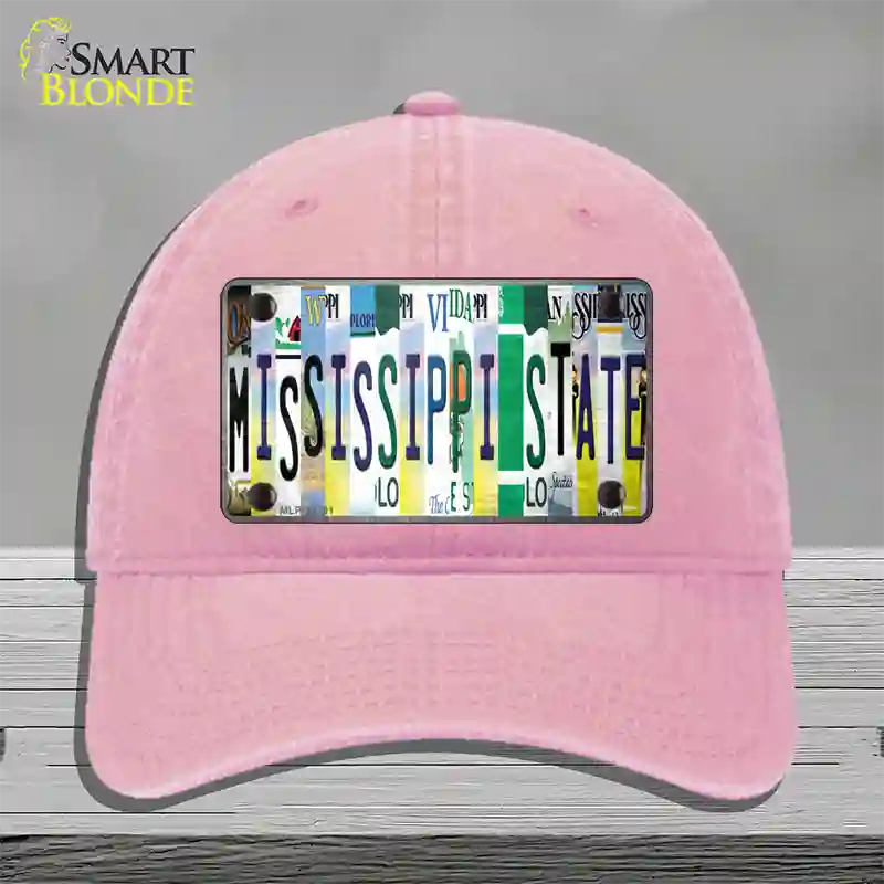 Mississippi State Strip Art Novelty License Plate Hat Tag Unconstructed Cotton / Pink