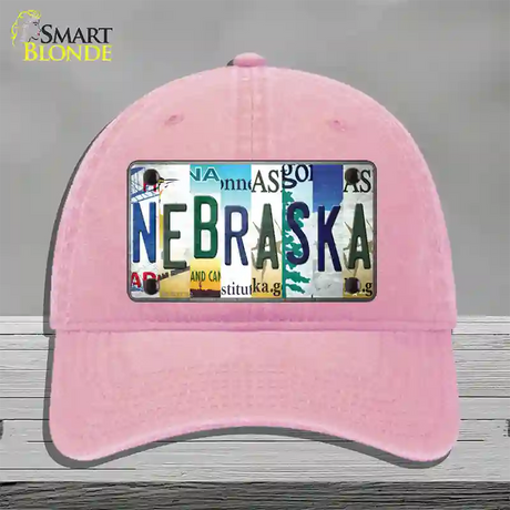 Nebraska Strip Art Novelty License Plate Hat Tag Unconstructed Cotton / Pink