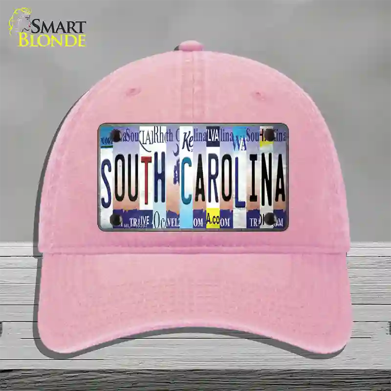 South Carolina Strip Art Novelty License Plate Hat Tag Unconstructed Cotton / Pink