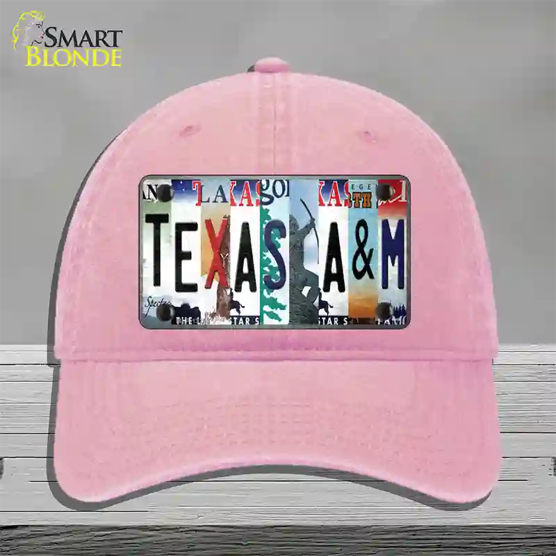 Texas A&M Strip Art Novelty License Plate Hat Tag Unconstructed Cotton / Pink