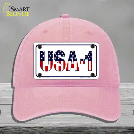 USA 1 Novelty License Plate Hat Unconstructed Cotton / Pink