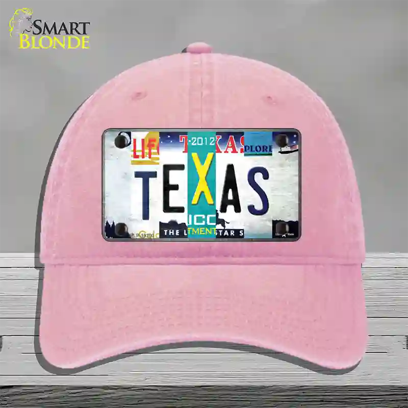 Texas Strip Art Novelty License Plate Hat Tag Unconstructed Cotton / Pink