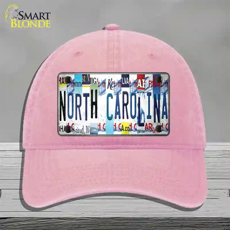 North Carolina Strip Art Novelty License Plate Hat Tag Unconstructed Cotton / Pink