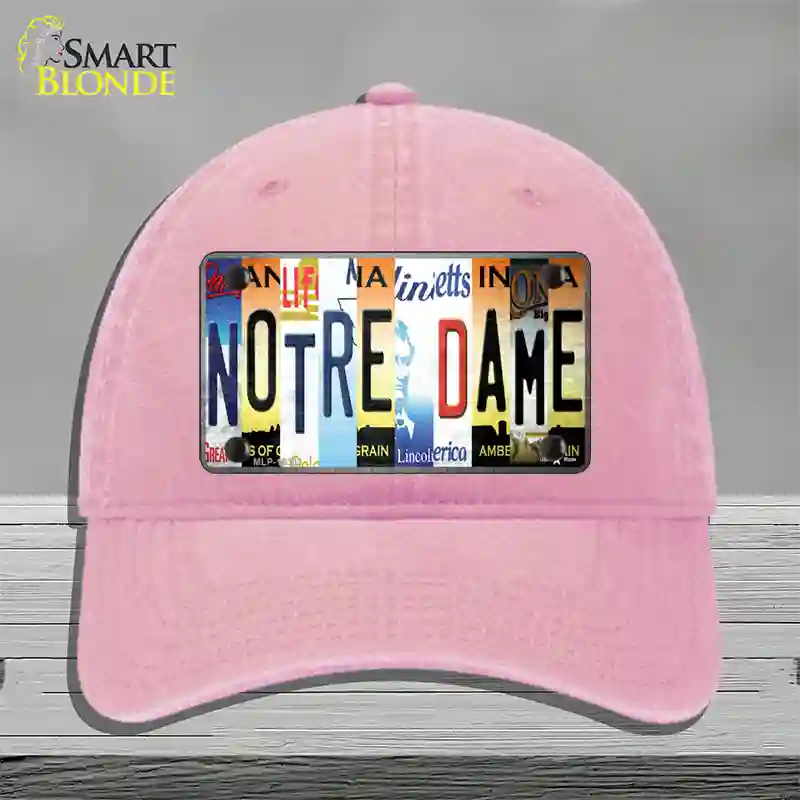 Notre Dame Strip Art Novelty License Plate Hat Tag Unconstructed Cotton / Pink