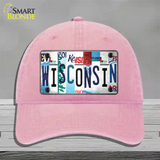 Wisconsin Strip Art Novelty License Plate Hat Tag Unconstructed Cotton / Pink