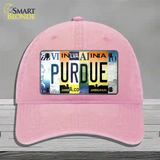 Purdue Strip Art Novelty License Plate Hat Tag Unconstructed Cotton / Pink