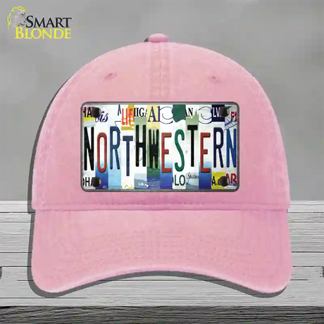 Northwestern Strip Art Novelty License Plate Hat Tag Unconstructed Cotton / Pink