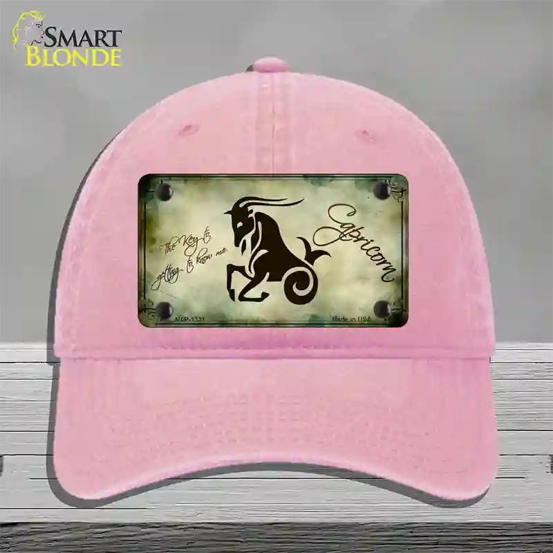 Capricorn Zodiac Novelty License Plate Hat Unconstructed Cotton / Pink