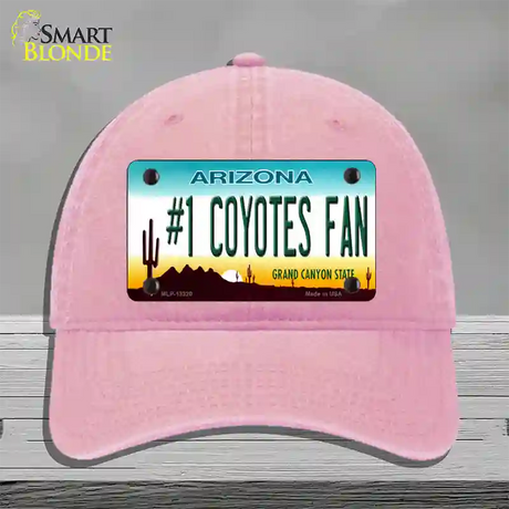 Number 1 Coyotes Fan Novelty License Plate Hat Tag Unconstructed Cotton / Pink