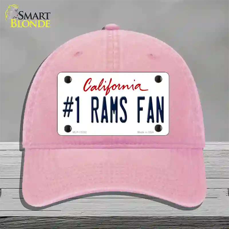 Number 1 Rams Fan Novelty License Plate Hat Tag Unconstructed Cotton / Pink