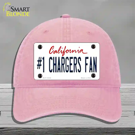 Number 1 Chargers Fan Novelty License Plate Hat Tag Unconstructed Cotton / Pink