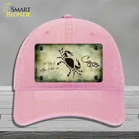 Cancer Zodiac Novelty License Plate Hat Unconstructed Cotton / Pink