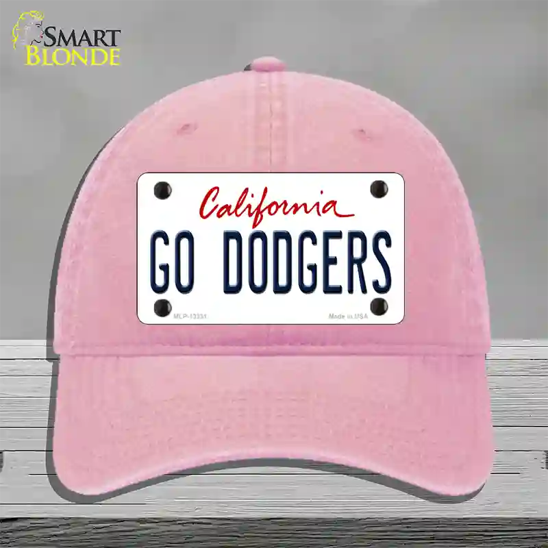 Go Dodgers Novelty License Plate Hat Tag Unconstructed Cotton / Pink