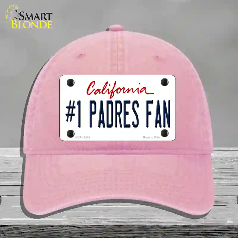 Number 1 Padres Fan Novelty License Plate Hat Tag Unconstructed Cotton / Pink