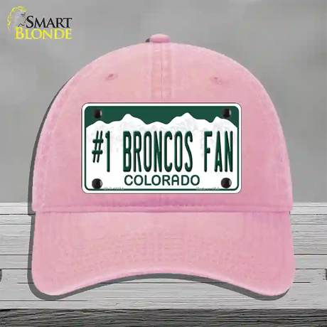 Number 1 Broncos Fan Novelty License Plate Hat Tag Unconstructed Cotton / Pink