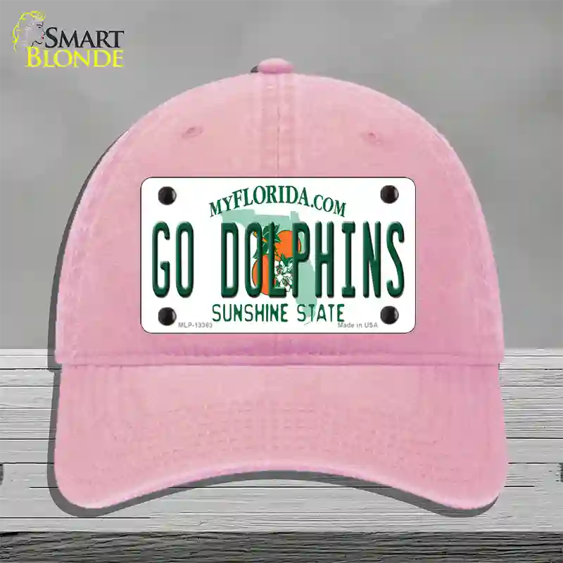 Go Dolphins Novelty License Plate Hat Tag Unconstructed Cotton / Pink