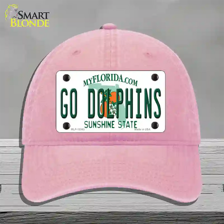 Go Dolphins Novelty License Plate Hat Tag Unconstructed Cotton / Pink