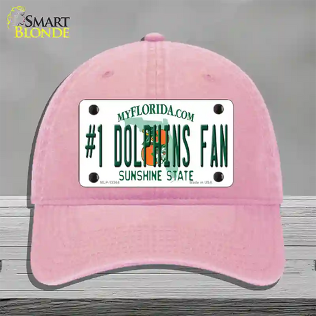 Number 1 Dolphins Fan Novelty License Plate Hat Tag Unconstructed Cotton / Pink