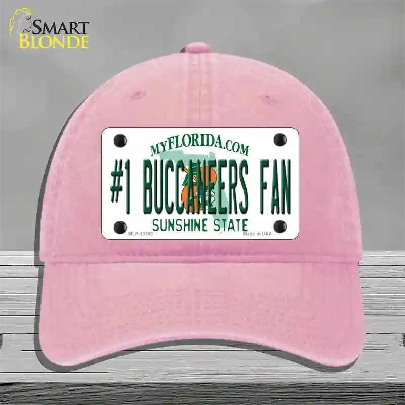 Number 1 Buccaneers Fan Novelty License Plate Hat Tag Unconstructed Cotton / Pink