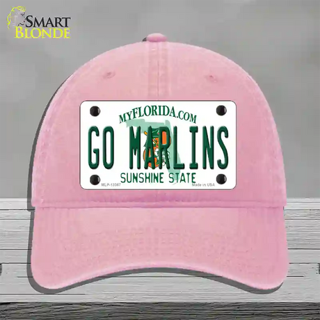 Go Marlins Novelty License Plate Hat Tag Unconstructed Cotton / Pink