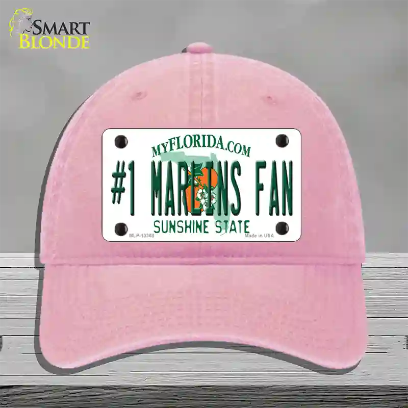 Number 1 Marlins Fan Novelty License Plate Hat Tag Unconstructed Cotton / Pink