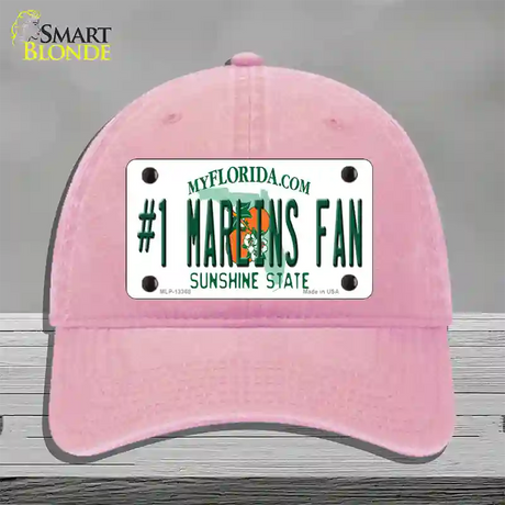 Number 1 Marlins Fan Novelty License Plate Hat Tag Unconstructed Cotton / Pink