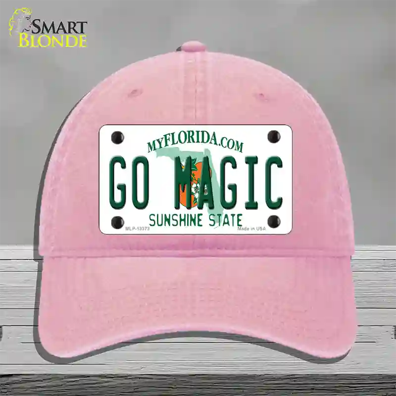 Go Magic Novelty License Plate Hat Tag Unconstructed Cotton / Pink