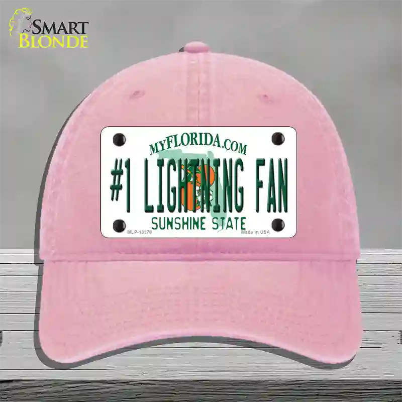 Number 1 Lightning Fan Novelty License Plate Hat Tag Unconstructed Cotton / Pink