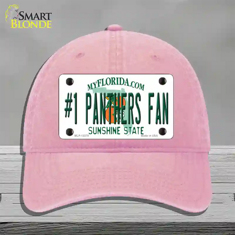 Number 1 Panthers Fan Novelty License Plate Hat Tag Unconstructed Cotton / Pink