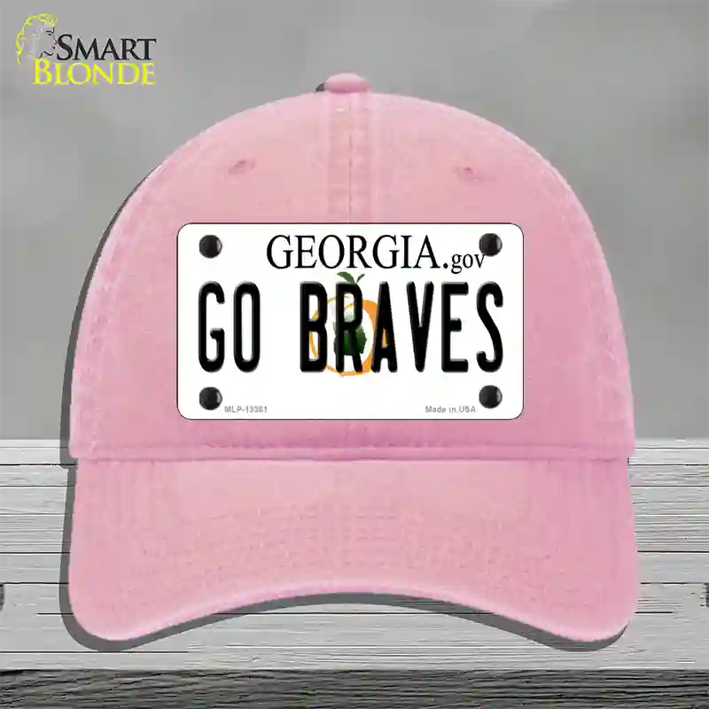 Go Braves Novelty License Plate Hat Tag Unconstructed Cotton / Pink