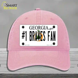 Number 1 Braves Fan Novelty License Plate Hat Tag Unconstructed Cotton / Pink