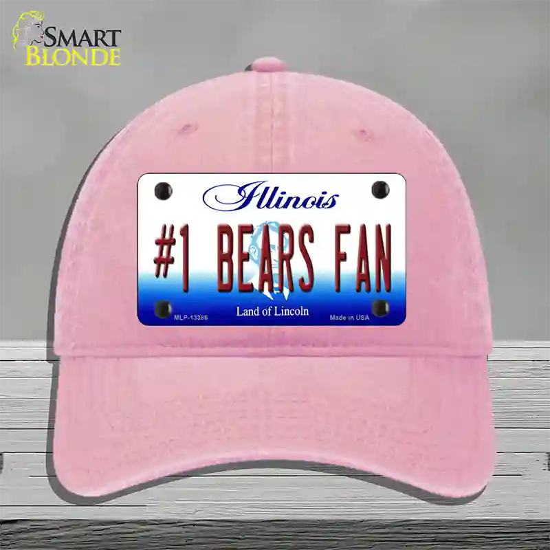 Number 1 Bears Fan Novelty License Plate Hat Tag Unconstructed Cotton / Pink