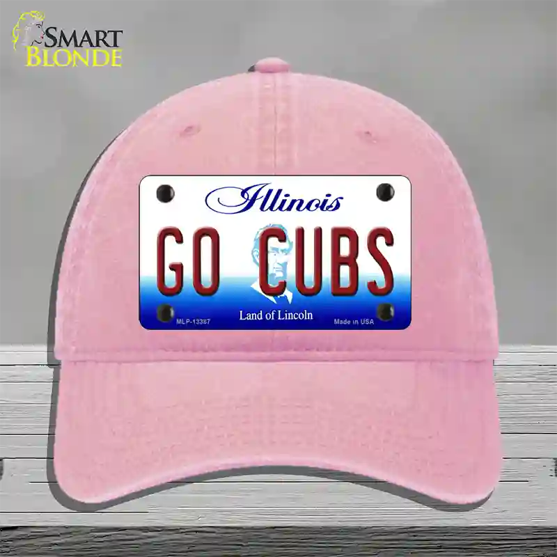 Go Cubs Novelty License Plate Hat Tag Unconstructed Cotton / Pink