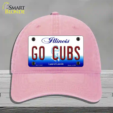 Go Cubs Novelty License Plate Hat Tag Unconstructed Cotton / Pink