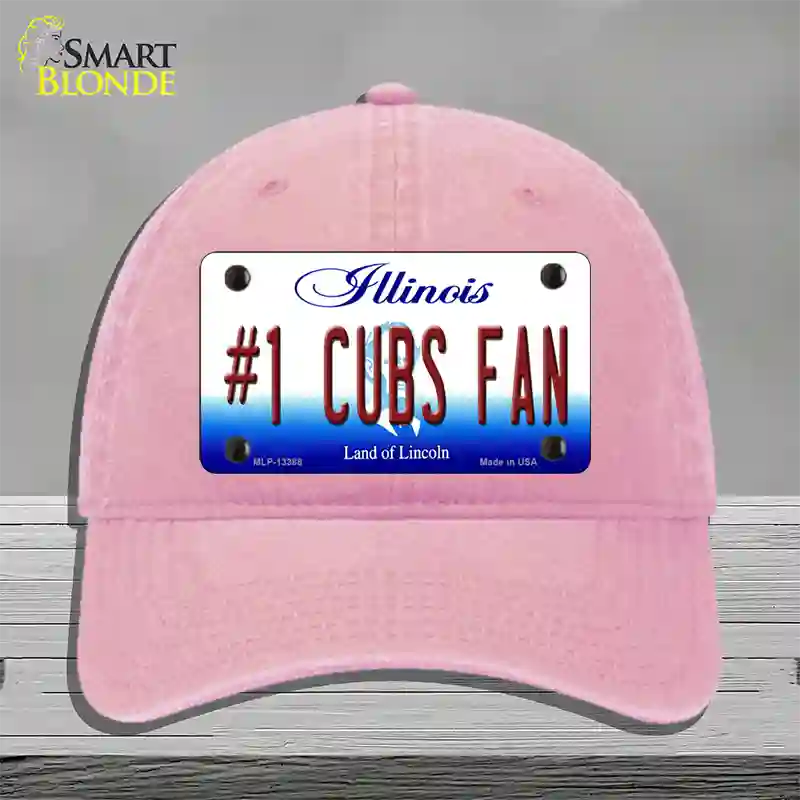 Number 1 Cubs Fan Novelty License Plate Hat Tag Unconstructed Cotton / Pink